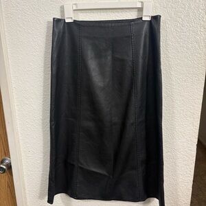 Studio Park Faux Leather Midi Skirt Women's SP Black A-Line